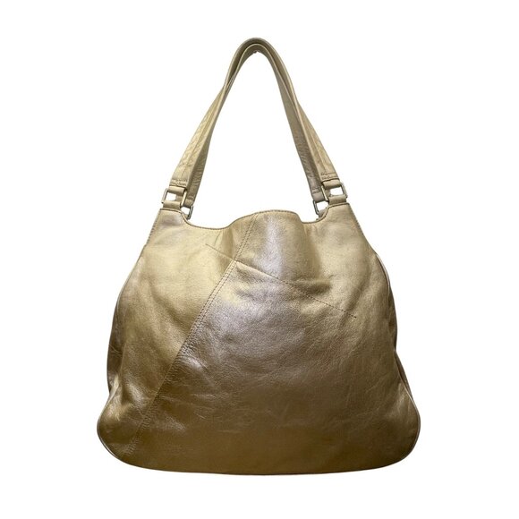 Indigo By Clarks Women’s Gold Leather Spacious Double Handle Hobo Totes Bag - Picture 1 of 11